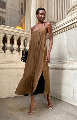 brown 2 piece dress Autumn Aura Brown Ribbed Two-Piece Sweater Dress